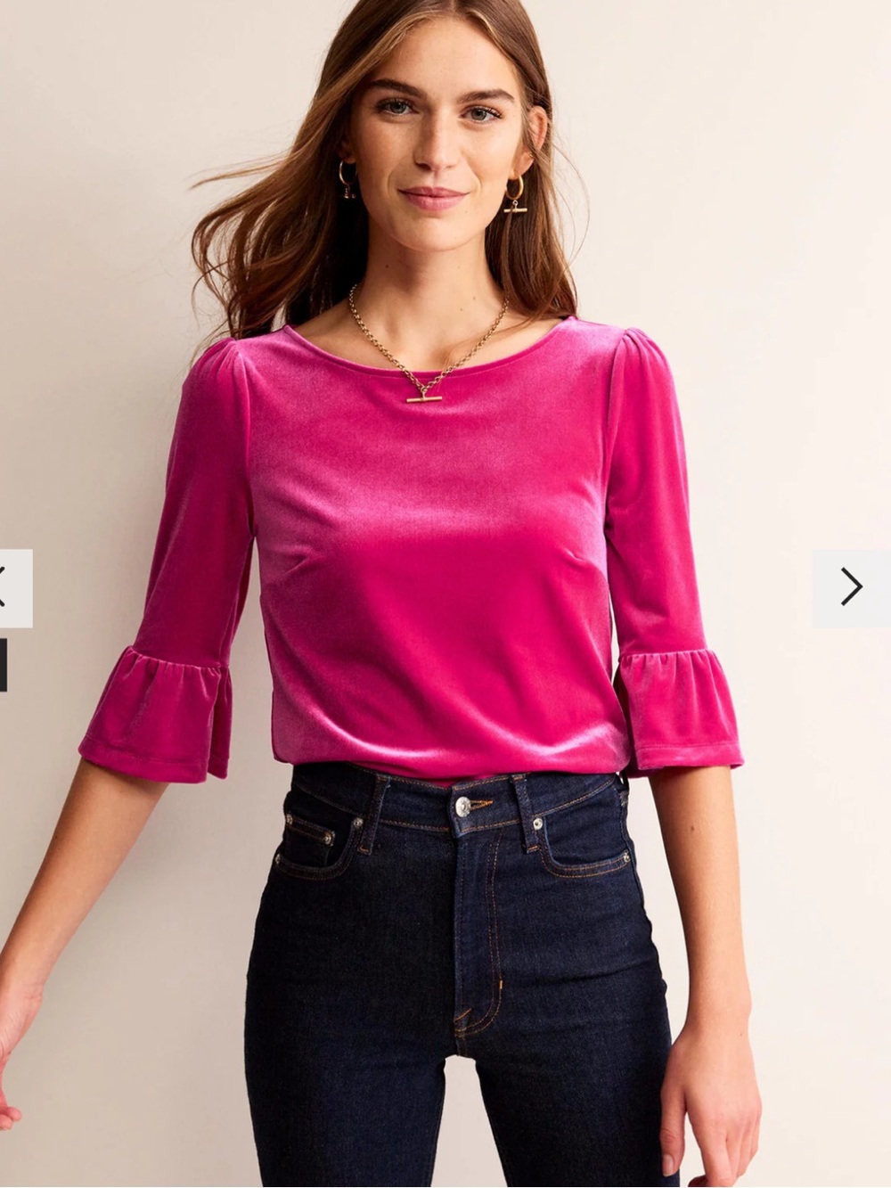 Boden Velvet Ruffle Cuff Top - Picture 3 of 11